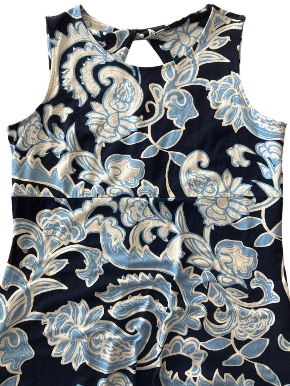 Talbots Floral Maxi Dress PL Petite Large NWT Blue White Cotton Keyhole Back - Picture 4 of 6